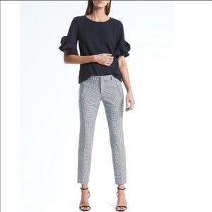 Banana Republic Navy Tweed Top w/ fringe trim XS